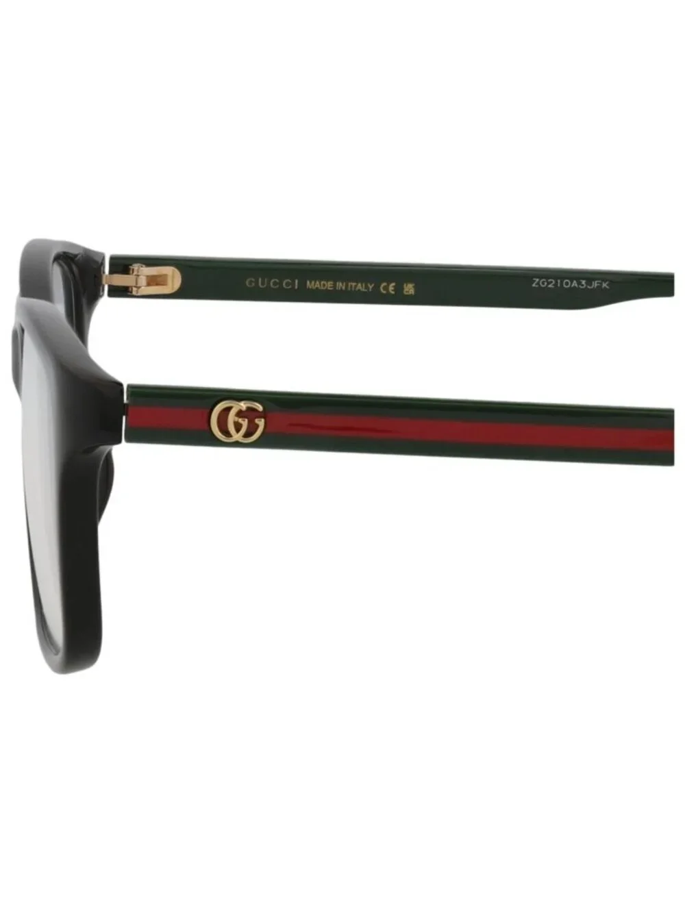 New Gucci Women's Eyeglasses Square Rectangle Injection Frame Black Green
